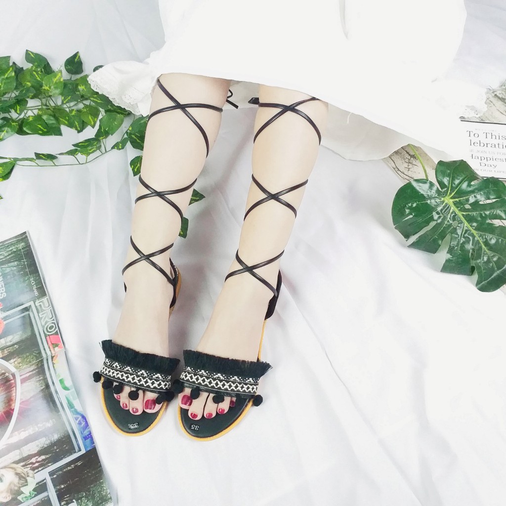 Giày sandal cột dây chiến binh thổ cẩm