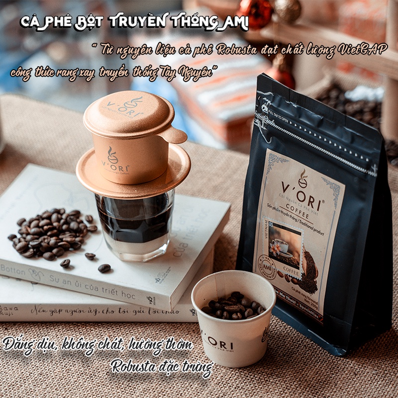 Cà phê Robusta Đăk Lăk AMI rang xay nguyên chất V'Ori gói 250g nguồn hạt chế biến ướt UTZ VietGAP | BigBuy360 - bigbuy360.vn