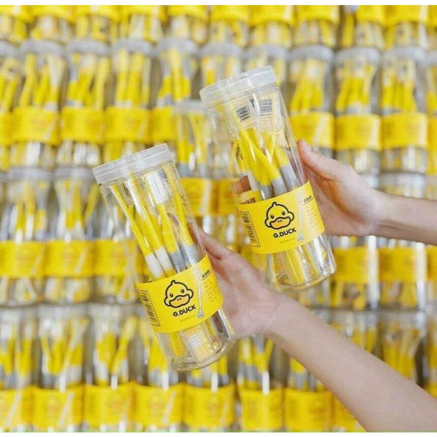 HỘP 8 BÀN CHẢI ĐÁNH RĂNG KÈM TƯA LƯỠI VỆ SINH MẪU VỊT VÀNG MỚI