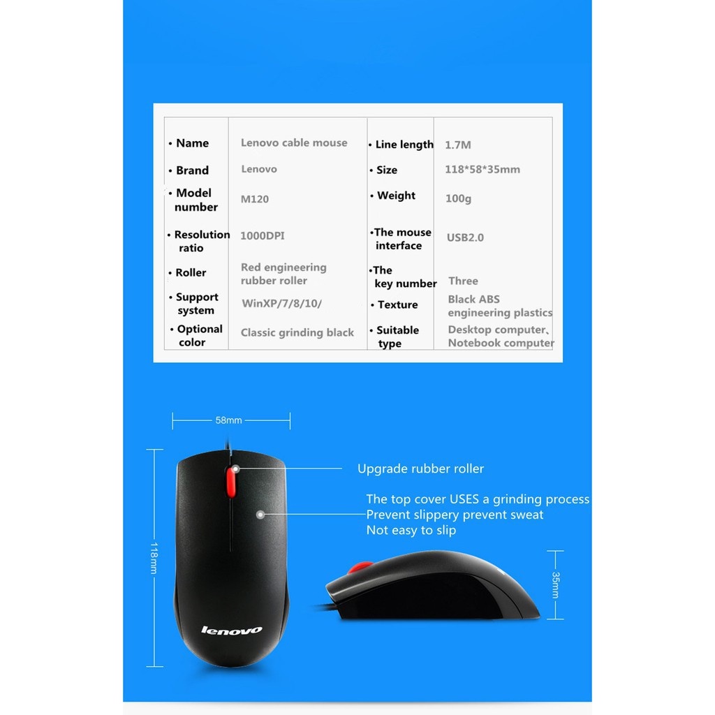 Chuột Quang Có Dây Lenovo M120 1000DPI