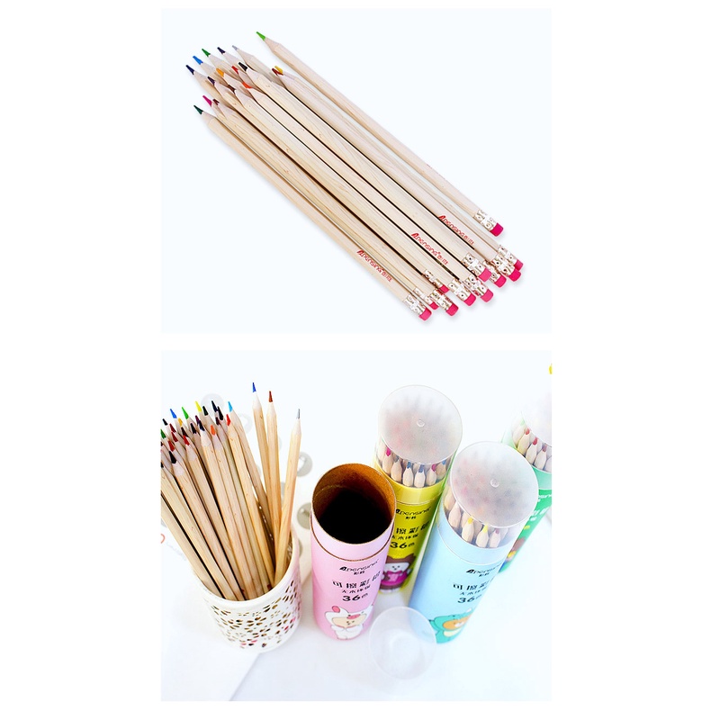 [Hàng mới về] Bút chì màu thân gỗ gôm bôi  xóa được cho Bé tập tô màu