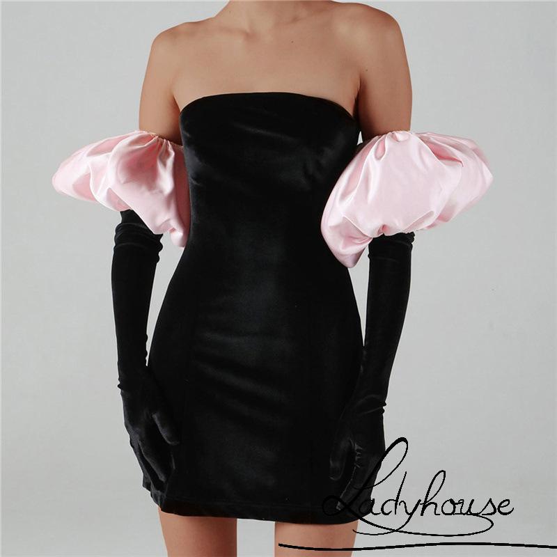 Đầm ôm dáng tay phồng dài hở vai gợi cảm thời trang mùa đông cho nữ