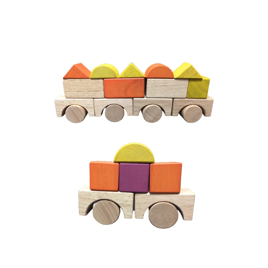 Đồ chơi gỗ - Bộ xếp hình xây dựng 54 hình khối cho bé sáng tạo tặng kèm sách hướng dẫn xếp