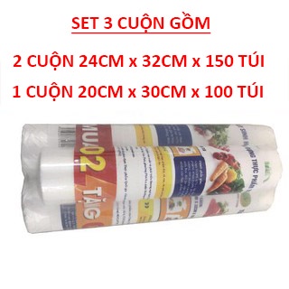 Túi Bọc Thực Phẩm Tự Hủy Sinh Học Đựng Thức Ăn Trái Cây Trong Tủ Lạnh SET 3 CUỘN Bảo Quản Sạch Sẽ