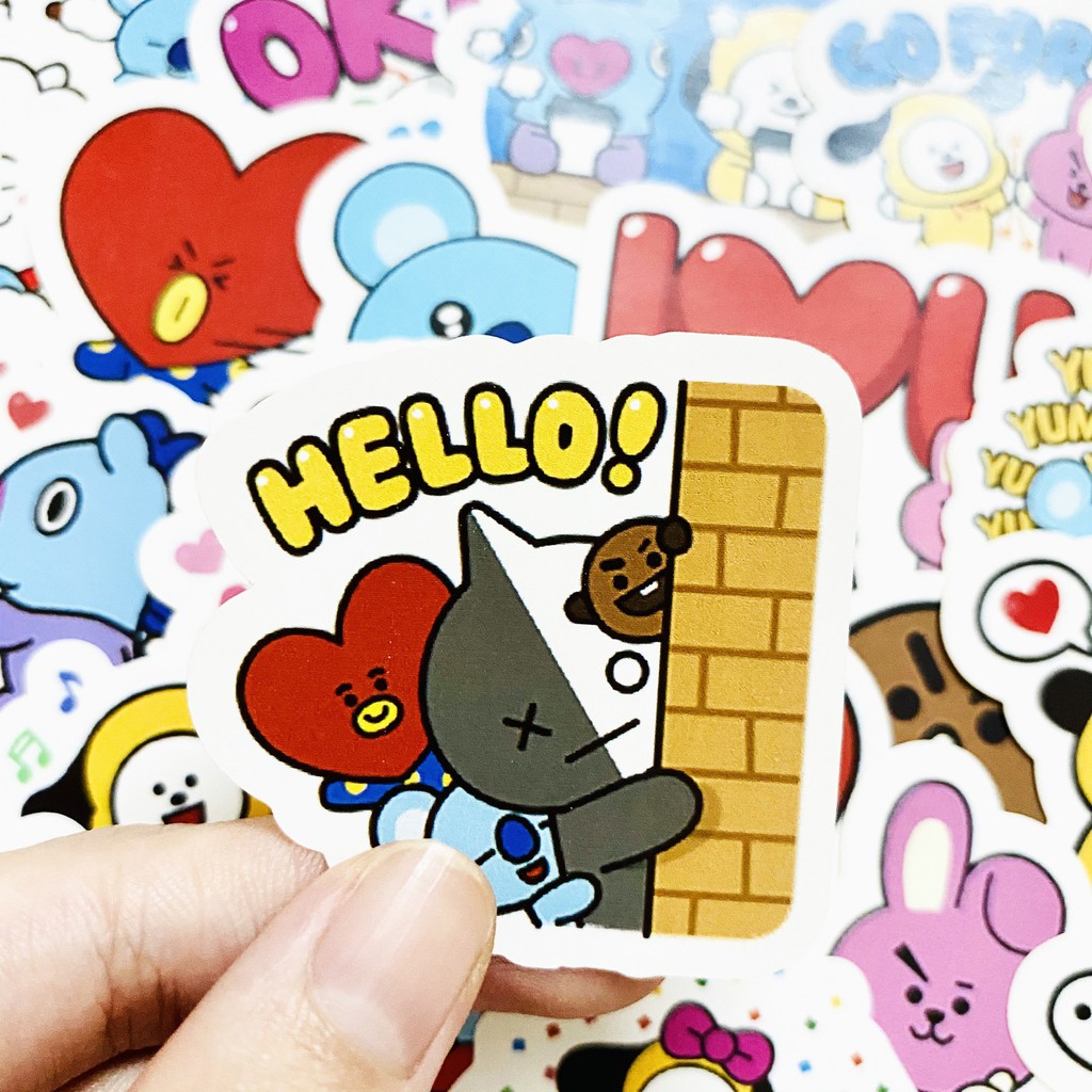 Bộ 32 miếng sticker BT21 (2) dán trang trí laptop, máy tính bỏ túi, vali, điện thoại, đàn ghita, hộp..