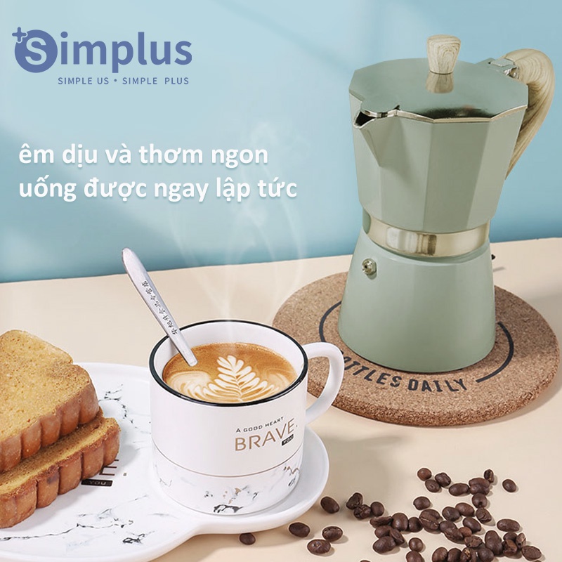 Simplus Ấm Pha Cafe - Bình Pha Moka Kiểu Ý Thiết Bị Pha Cà Phê Cầm Tay Tiện Lợi Thích Hợp Cho Bếp Từ