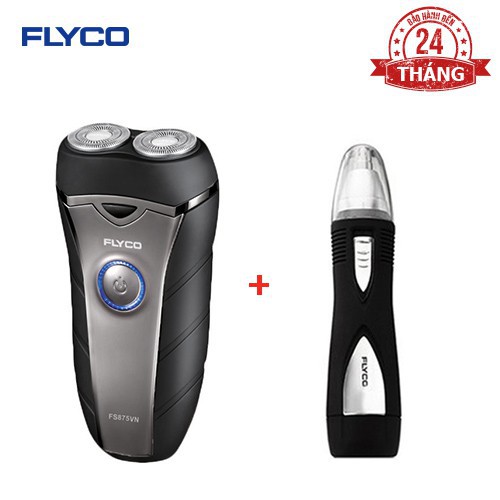 [Follow Shop Giảm 32k] Combo Máy Cạo Râu Flyco 2 Lưỡi Kép FS875VN & Máy Tỉa Lông Mũi FS7805VN - Hàng Chính Hãng