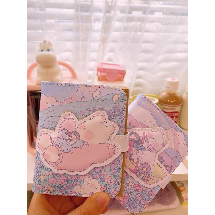 Ví nữ gập 3 dễ thương cute phong cách nhật bản hình gấu và hoa Ara Neko Chan
