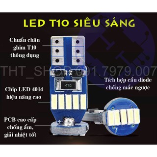 Đèn LED T10 3W Canbus màu trắng dành cho xe ô tô và xe gắn máy