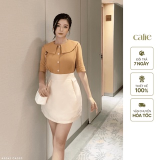 Áo sơ mi nữ cổ cách điệu trẻ trung, áo sơ mi công sở nữa tính Calie AS042