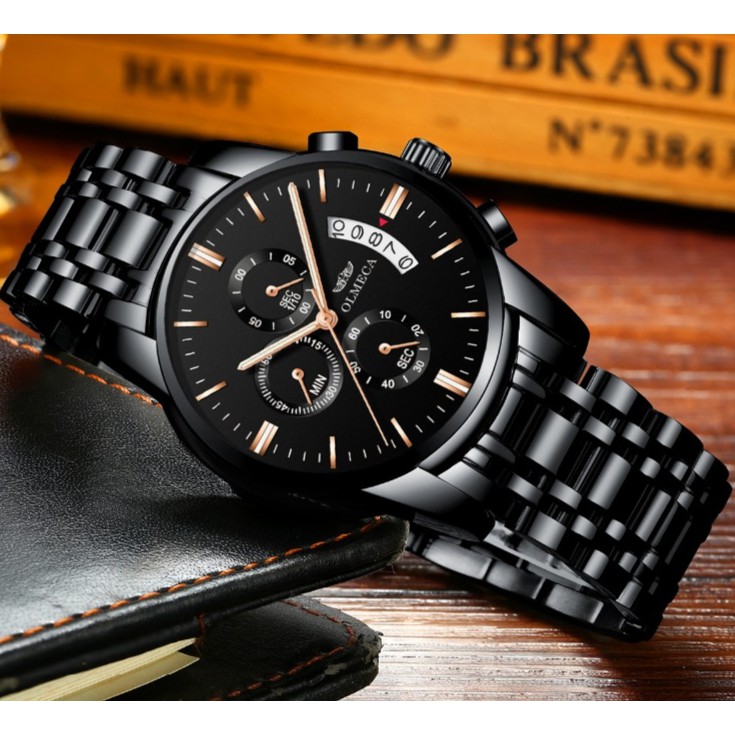 (CHUẨN MEN) Đồng Hồ Nam Chạy 6 Kim OLMECA Máy Nhật_Kính Tráng Sapphire Dây Thép Đúc Đặc _Full Box | BigBuy360 - bigbuy360.vn