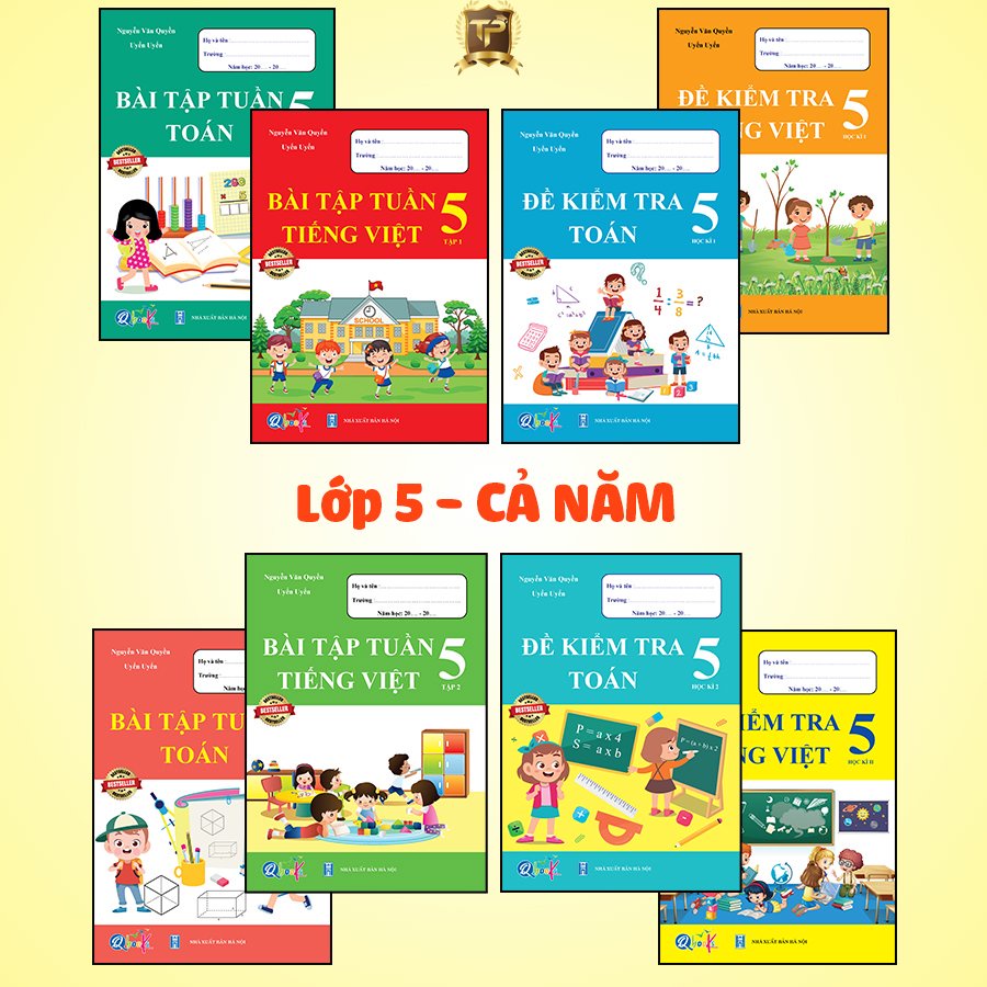 Sách - Combo Bài Tập Tuần và Đề Kiểm Tra Lớp 5 - Toán và Tiếng Việt Cả Năm (8 quyển)