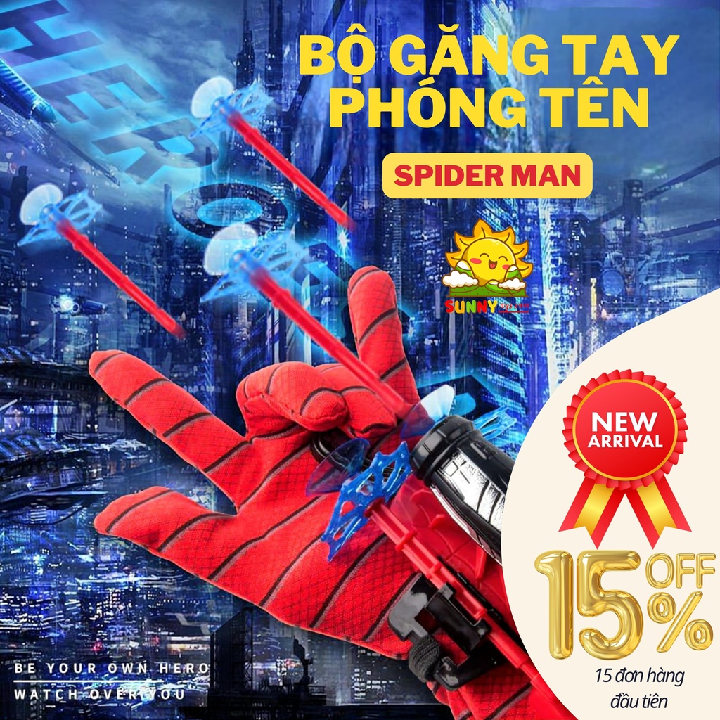 Bộ đồ chơi nhập vai Người nhện phóng mũi tên mềm độc đáo, Mô phỏng Spider Man thực thụ, chất liệu an toàn - Sunny Kids