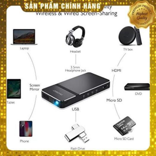 Máy chiếu mini AKASO Mini, WT50 DLP Portable Pocket Projector chức năng WiFi, Android 7.1, Wireless