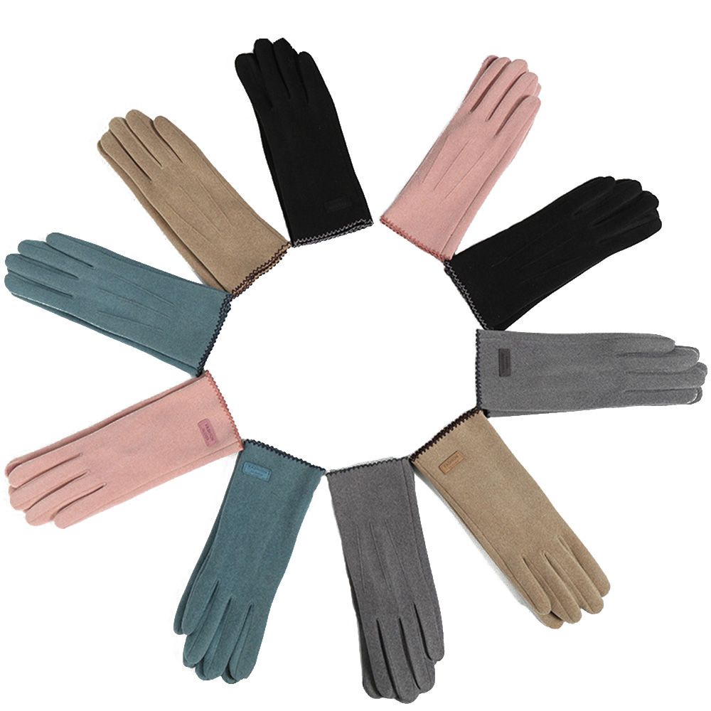 Găng Tay Giữ Ấm Toàn Diện Hình Chữ T Bằng Vải Lông Cừu Màu Trơn Phong Cách Hàn Quốc Dành Cho Nữ
