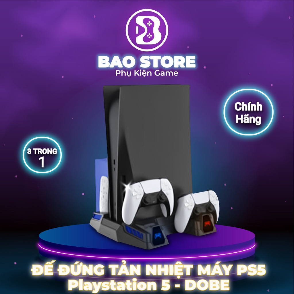 Đế đứng máy PS5 kèm dock sạc tay cầm, móc treo tai nghe, khay đựng đĩa, tản nhiệt máy PS5