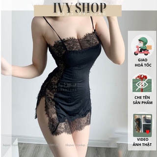 Váy ngủ 2 dây ren sườn quyến rũ, đầm ngủ cosplay sexy phối ren gợi cảm chụp ảnh studio siêu xinh  - RS150