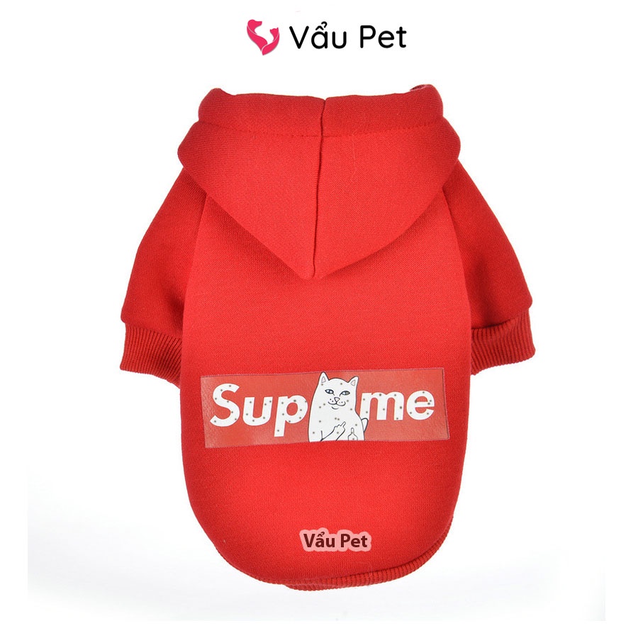 Áo cho chó mèo Hoodie Supreme - Quần áo cho chó poodle, con, lớn, mèo, thú cưng Vẩu Pet Shop