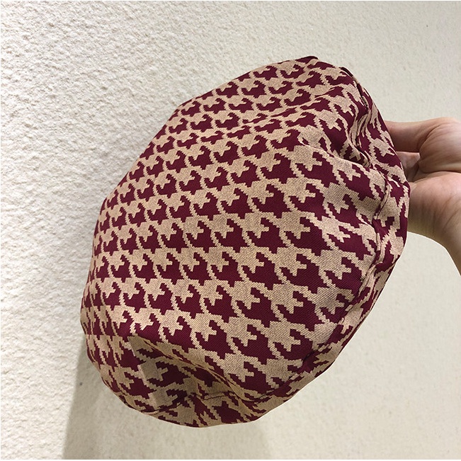 Autumn and winter fashion plaid cotton beret hat for women