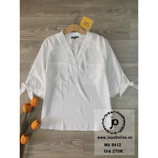 Sơ mi cổ V tay nơ big size (MS 9412)