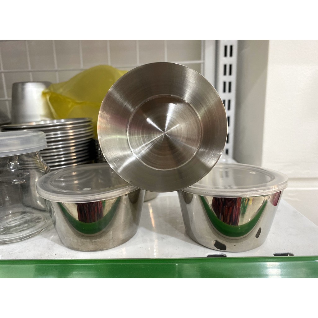 Bộ 10 khuôn inox 304 làm flan kèm nắp nhựa
