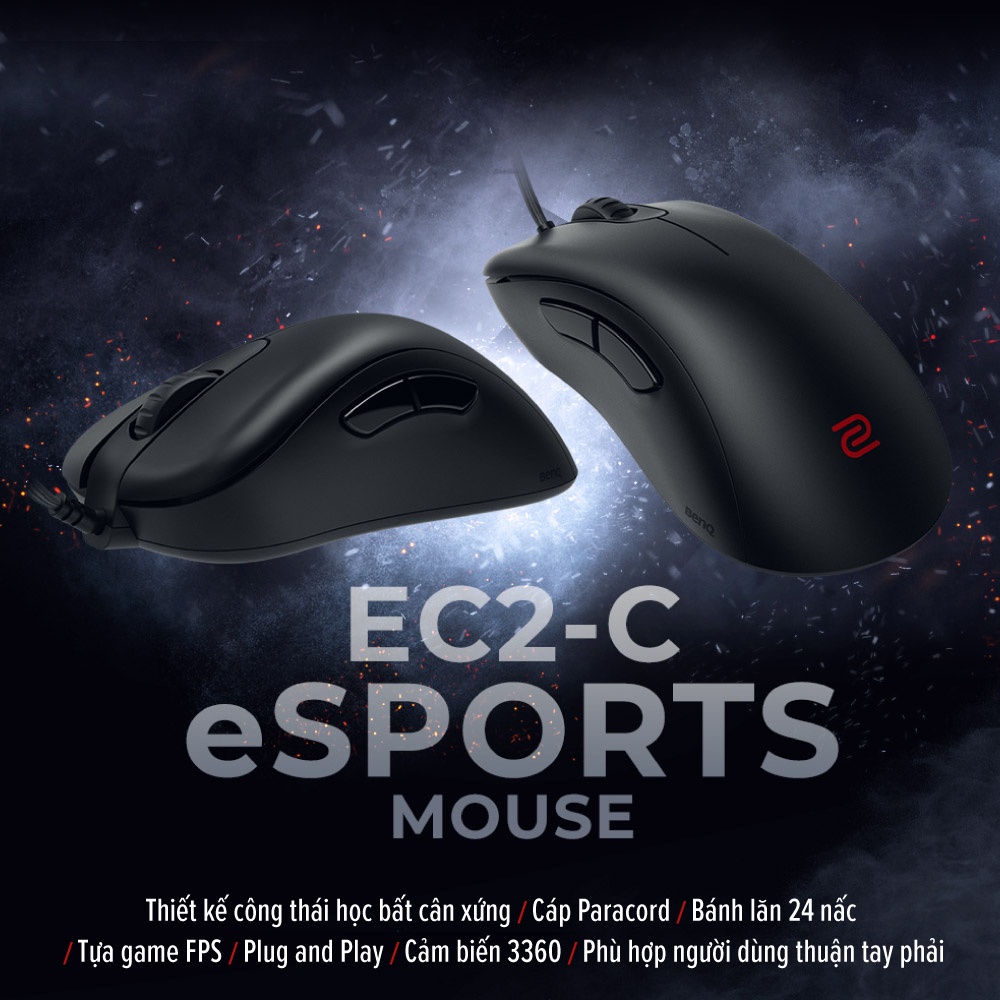 [MỚI] Chuột gaming Esports BenQ ZOWIE EC2-C (M) cảm biến 3360 với thiết kế công thái học và bánh lăn 24 nấc