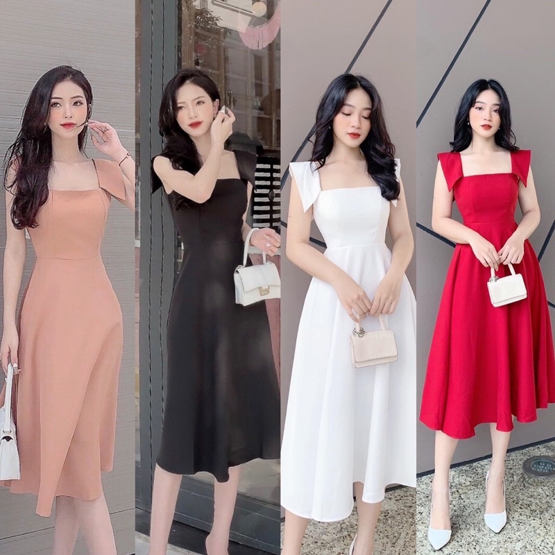 Váy xòe dáng dài tay dây chất lụa đẹp dự tiệc cánh tiên cao cấp | BigBuy360 - bigbuy360.vn