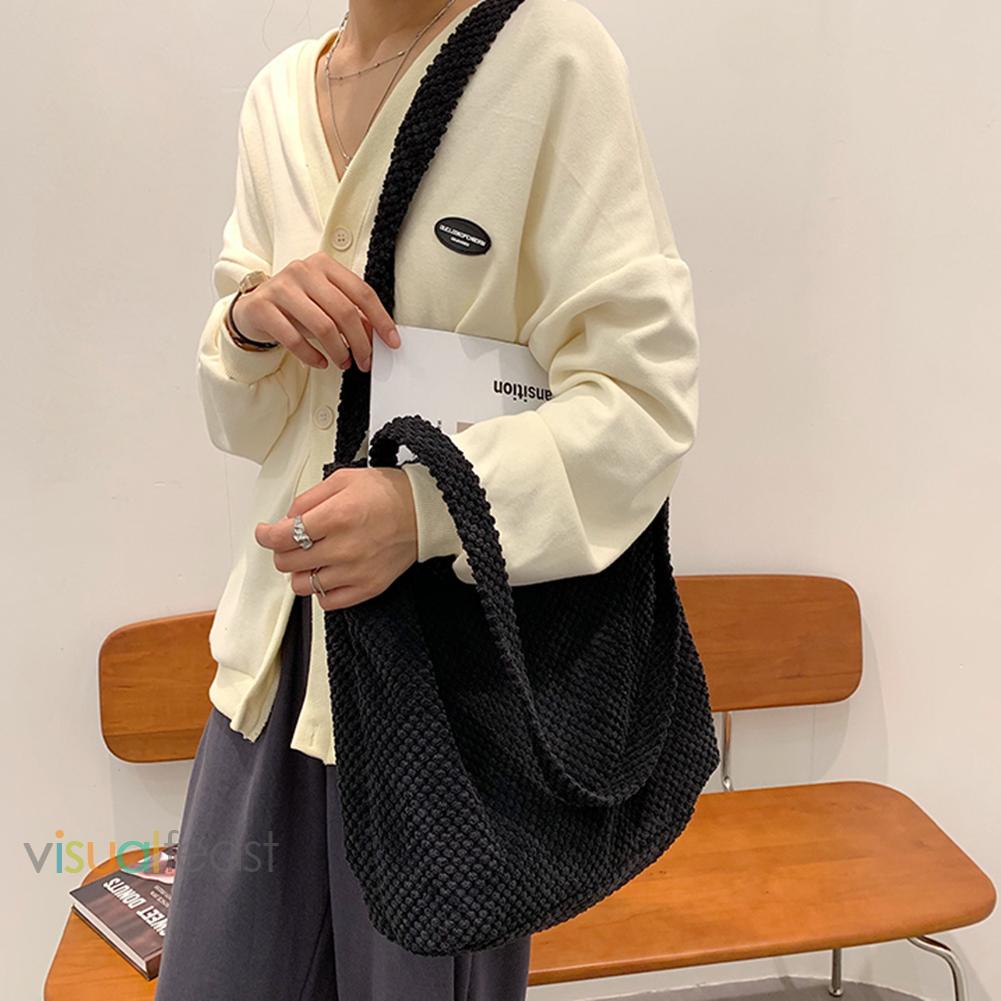 ❤Túi Xách Đan Len Đeo Vai Màu Sắc Đơn Giản Thời Trang Cho Nữ