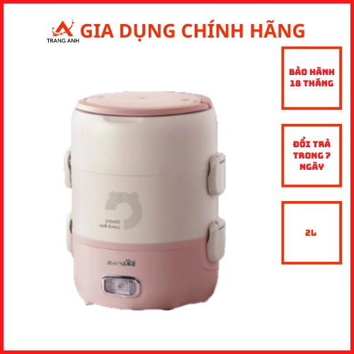 Hộp Cơm Cắm Điện Dung Tích 2.0 lít gồm 3 khay inox - BẢN QUỐC TẾ chính hãng Bear DFH-B20S6 - Bảo hành 18 tháng
