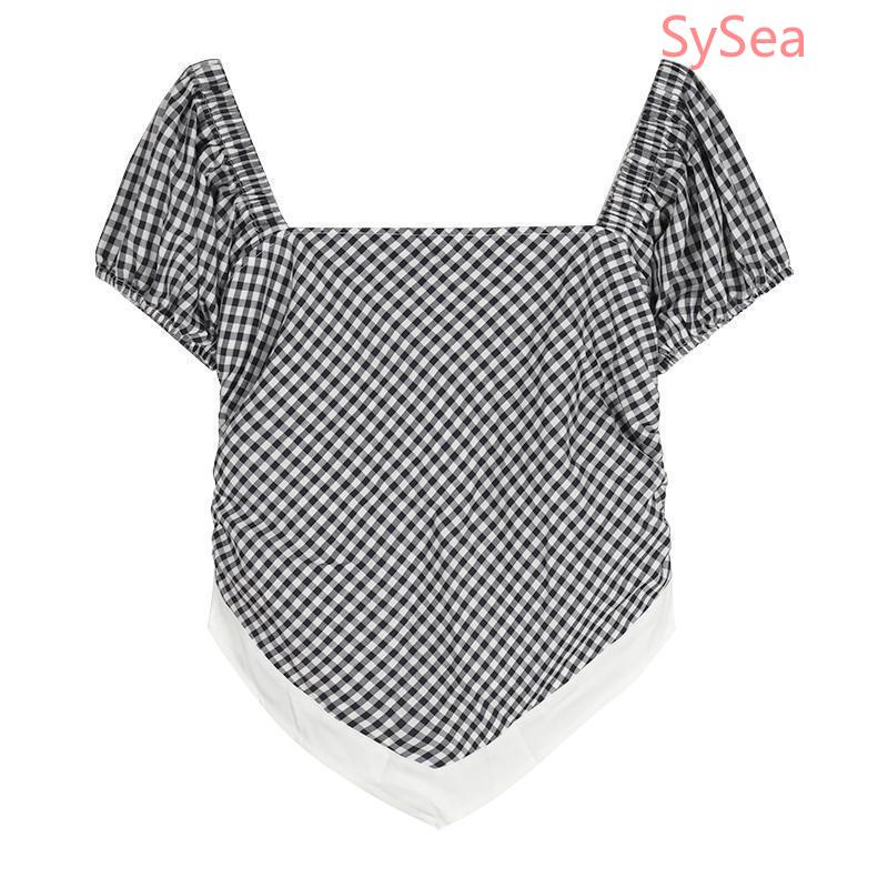 Cô Gái Mùa Hè Phong Cách Hàn Quốc Cổ Áo Vuông Không Đều