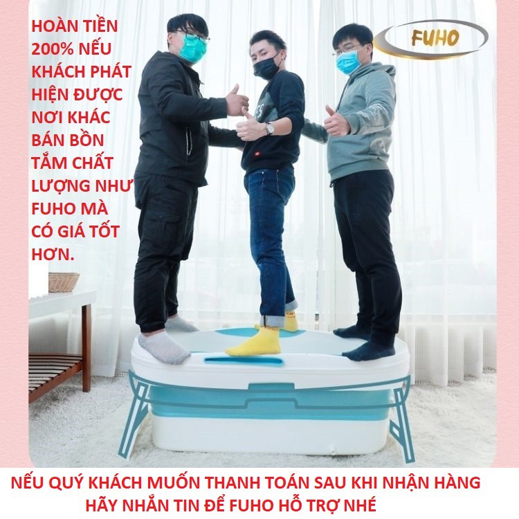 Bồn tắm gấp gọn cho người lớn FUHO chất liệu nhựa PP và hạt nhựa TPE, có thể làm bể bơi cho bé 166A