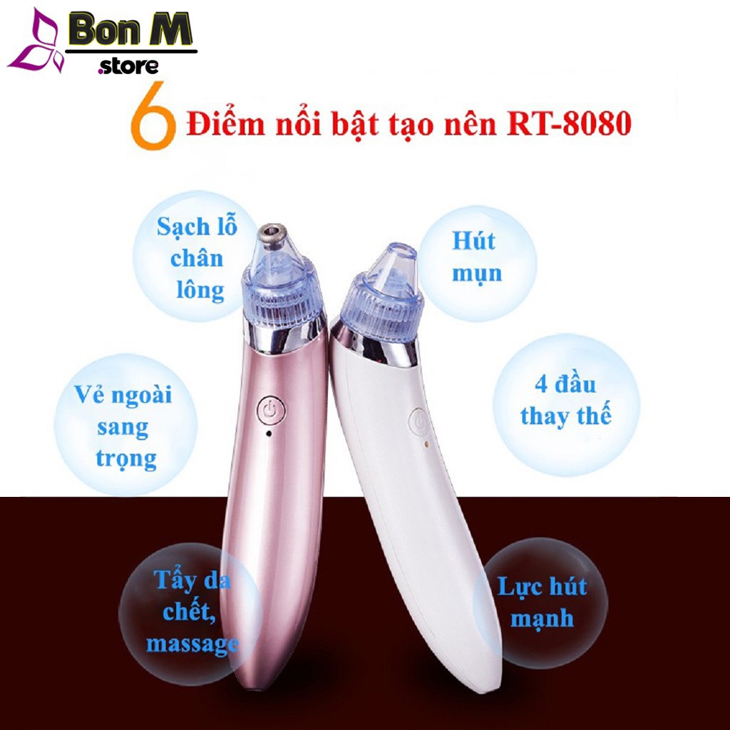 Máy Hút Mụn ⭐FREESHIP⭐ Máy Hút Mụn đa năng cầm tay RT - 8080 Có 4 Đầu Hút Chuyên Dụng