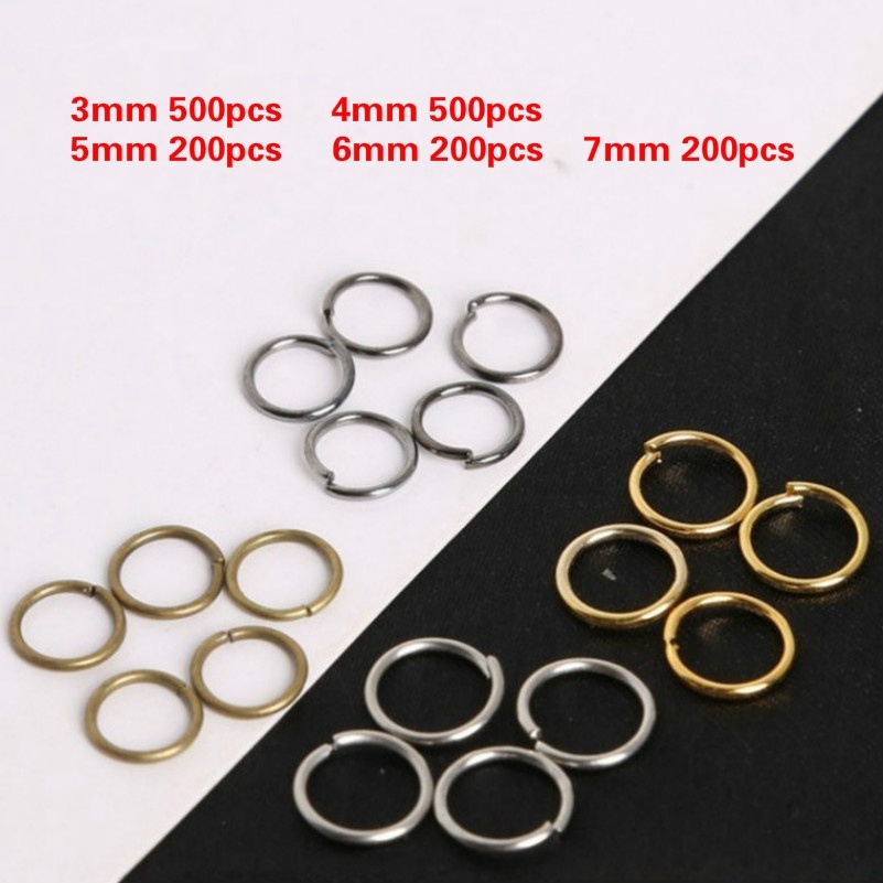 Set 200 / 500 Vòng Kim Loại 3-7mm Làm Đồ Trang Sức Thủ Công