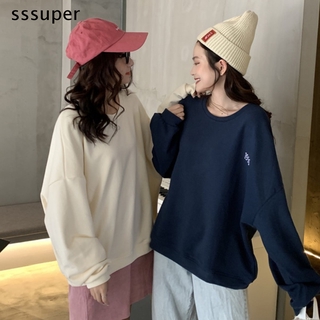áo nỉ sweater cổ tròn màu trơn phong cách Hàn Quốc chất lượng cao