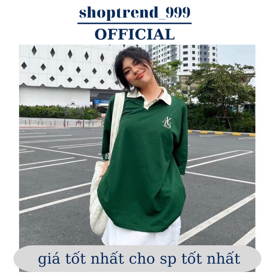 Áo Thun Polo Form Rộng Có Cổ Chất Cá Sấu Nam Nữ Đẹp Xanh Trắng Thêu Chữ ATYS Áo Phông Unisex Oversize Ulzzang Hàn Quốc