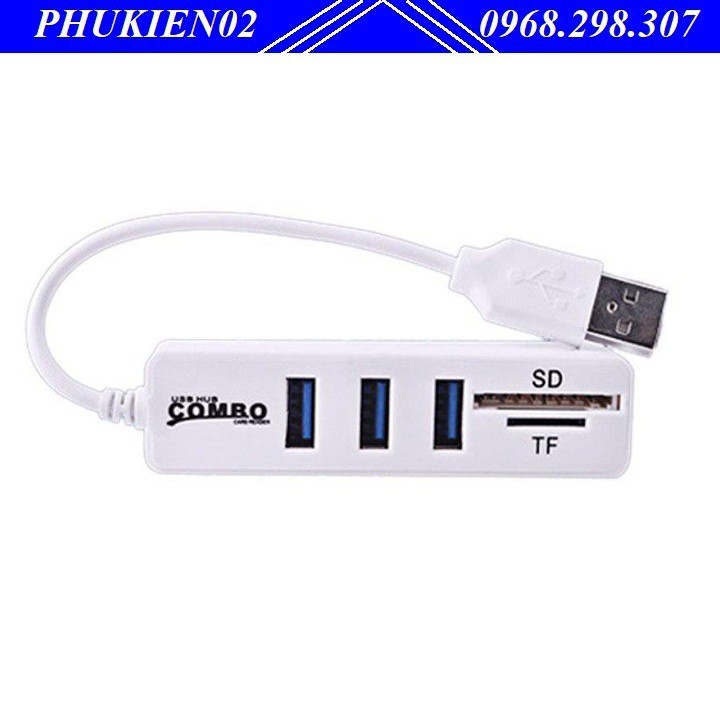 Bộ chia cổng USB - Hub USB Kiêm đầu đọc thẻ nhớ cho PC Laptop