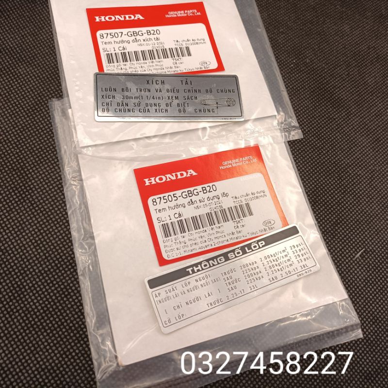 2 tem thông số hộp xích, sên cate xe Super DREAM zin honda