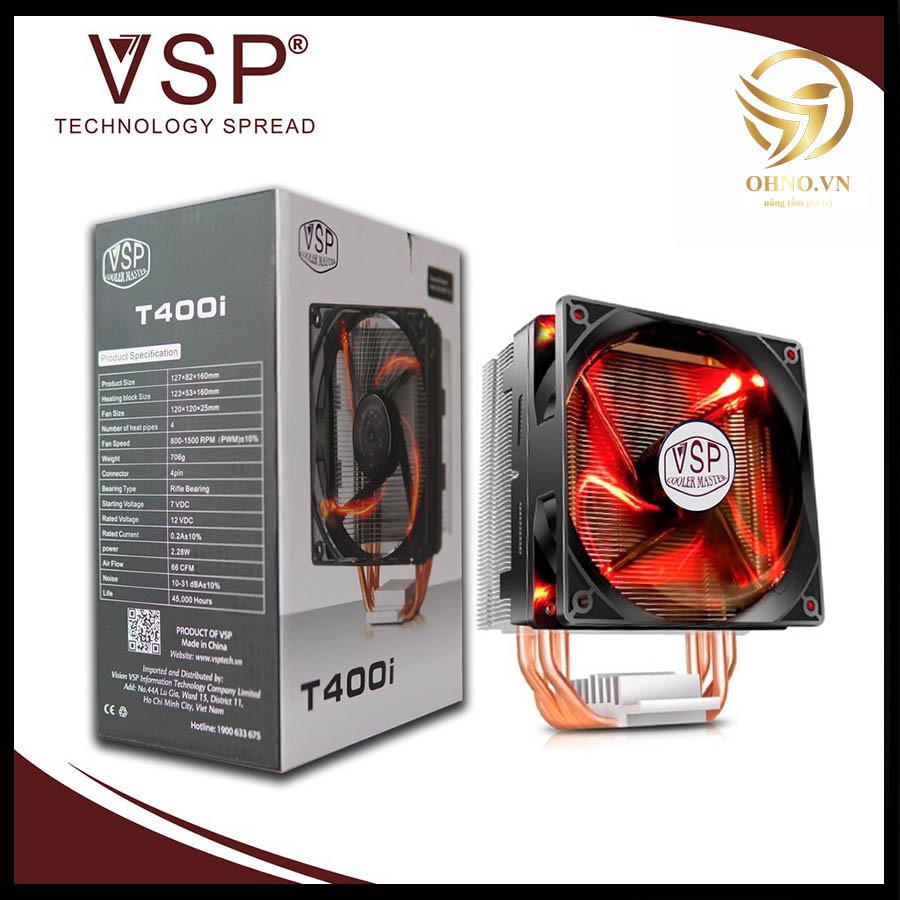 Quạt Tản Nhiệt Làm Mát CPU Máy Tính VSP COOLER MASTER T400i Fan CPU Tản Nhiệt Khí Gắn LED Đa Năng - OHNO VIỆT NAM