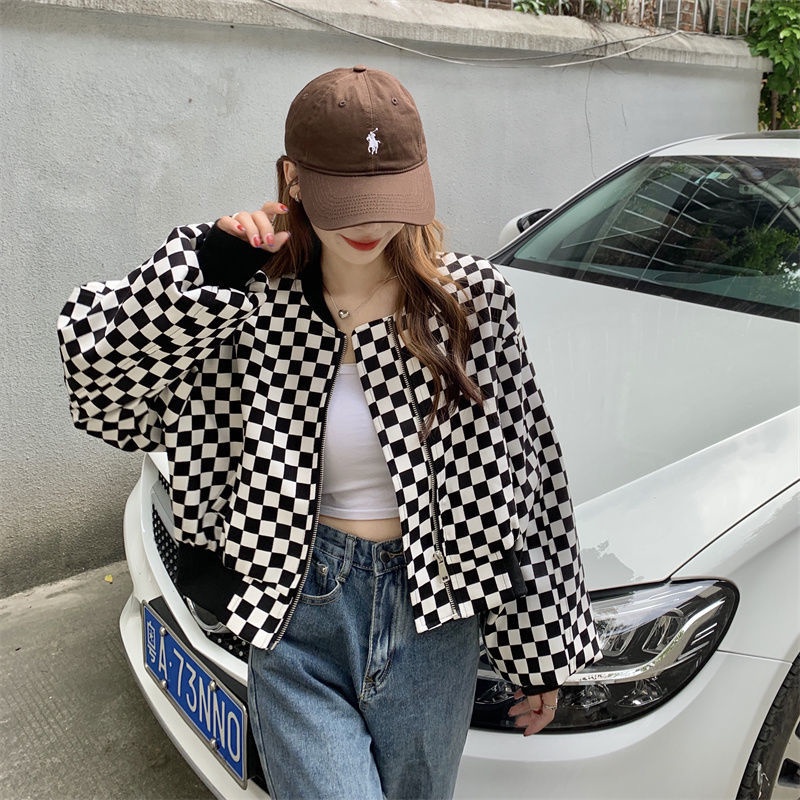 Jiashucheng Áo Khoác Bóng Chày Ngắn Tay Dài Phong Cách Preppy Retro Mùa Thu 2021 Mới Cho Nữ