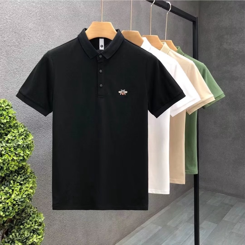 Áo Thun POLO Tay Ngắn Dáng Rộng Thêu Họa Tiết Phong Cách Hip Hop Hàn Quốc Thời Trang Cho Nam Size M-3XL