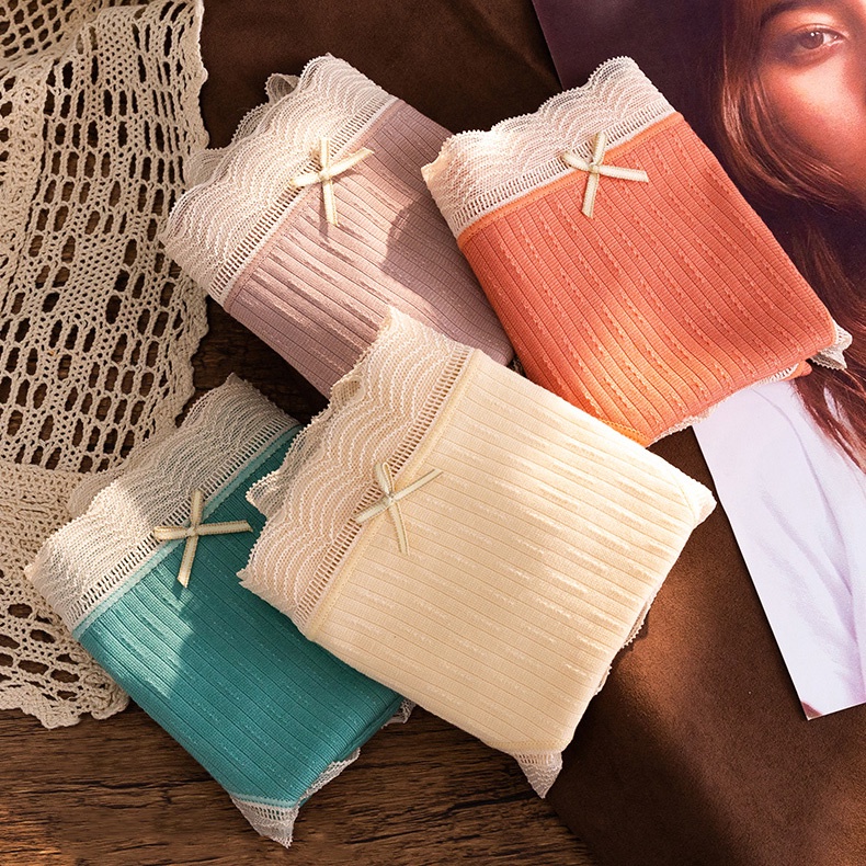 Quần Lót Nữ Kháng Khuẩn Cotton Viền Ren Mềm Mại Phong Cách Nữ Sinh Nhật Bản P182