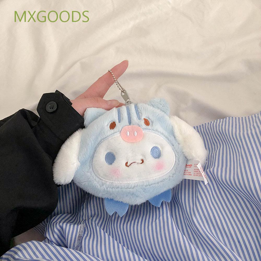 Ví lông nhung mềm kiểu Cinnamoroll Melody phong cách Nhật Bản có khóa kéo/ dây treo dễ thương dùng đựng tiền xu/ cáp USB