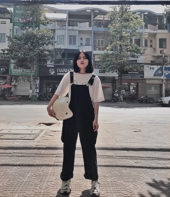 Yếm kaki quần dài túi hộp màu hồng, đen, be (ảnh thật) | BigBuy360 - bigbuy360.vn