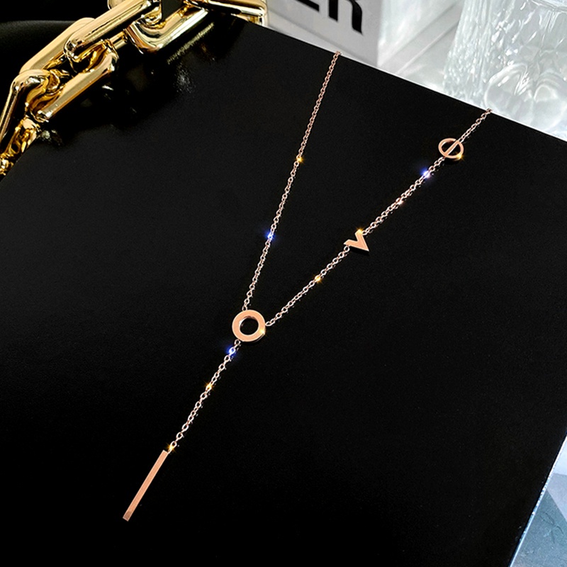 dây chuyền Titan nữ LOVE Thư chống gỉ Phụ kiện thời trang Vòng cổ cho phụ nữ Hàn Quốc