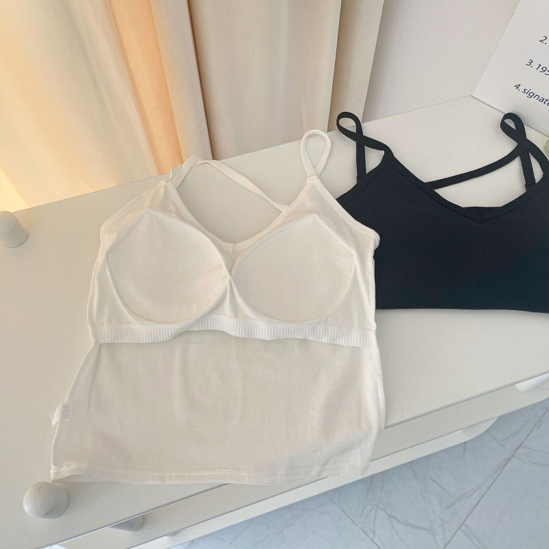 Brroa Áo Hai Dây Cotton Cơ Bản Với Áo Ngực Dây Mảnh Màu Trơn Gợi Cảm Cho Nữ