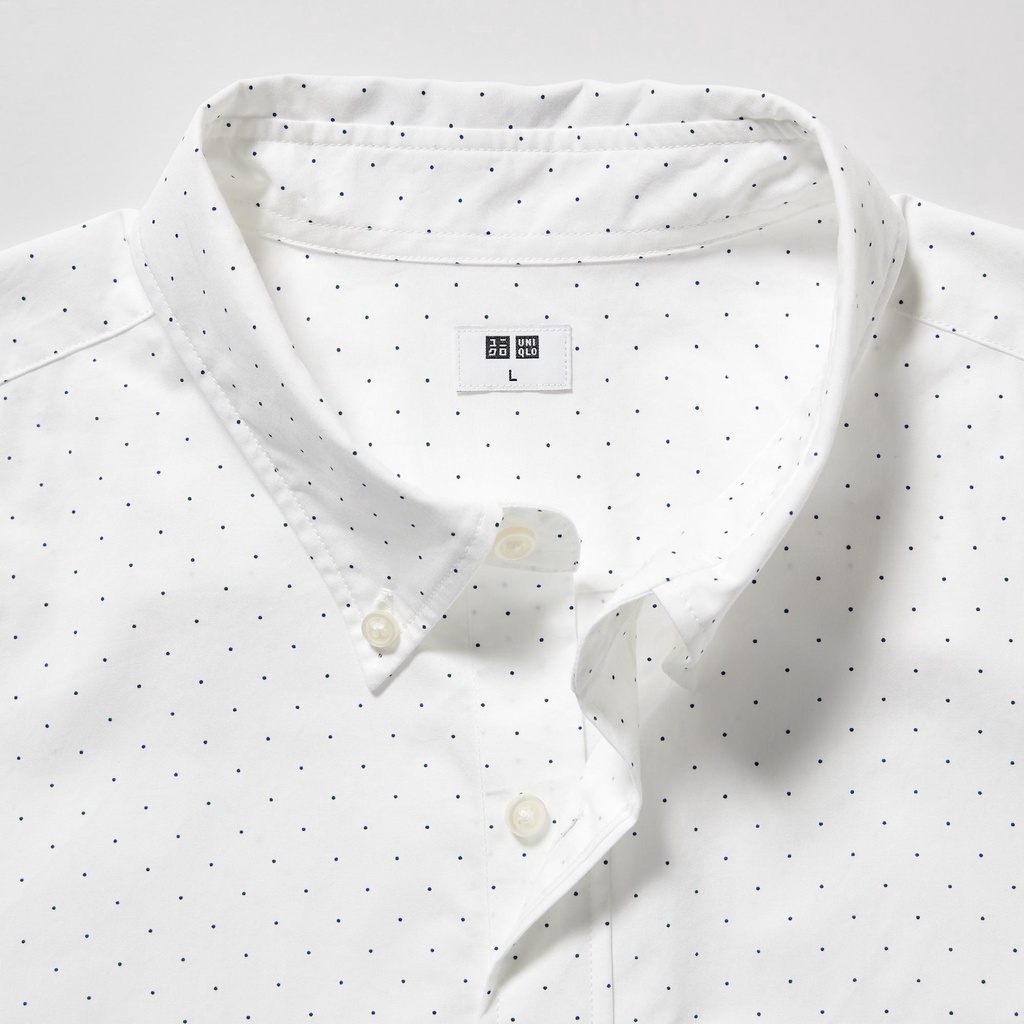 [Auth Uniqlo] Áo Sơ Mi Chấm Bi Cotton Mịn Dài Tay Nam Uniqlo - Nhật Bản