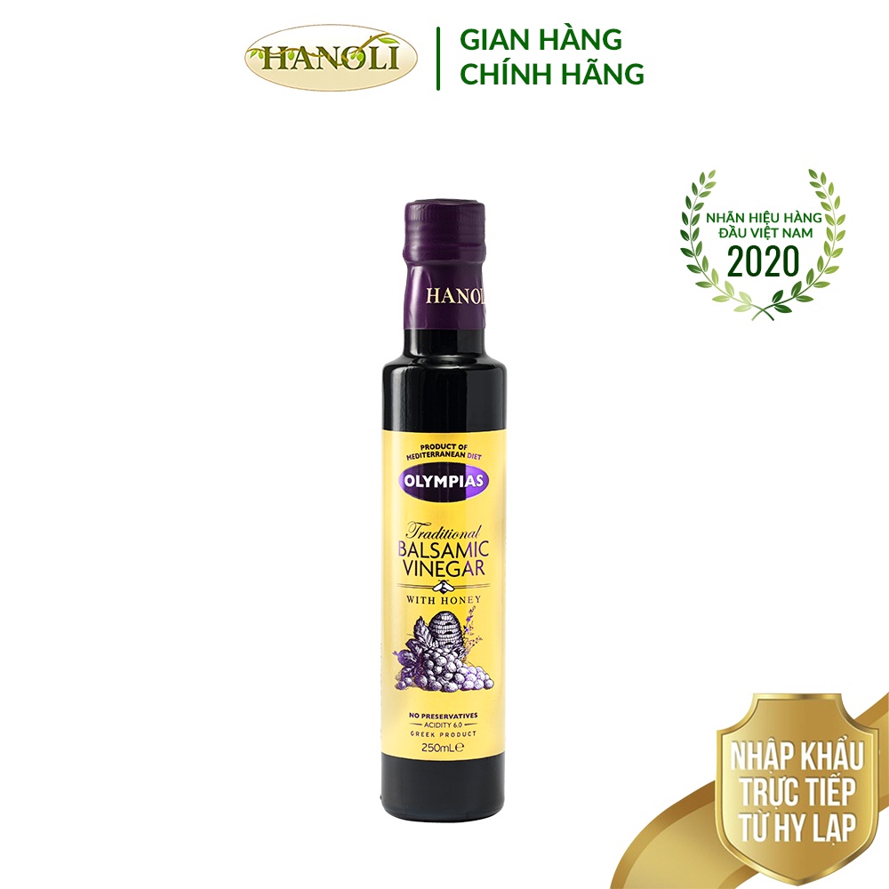 Giấm nho đỏ hương mật ong balsamic OLYMPIAS chai 250ml