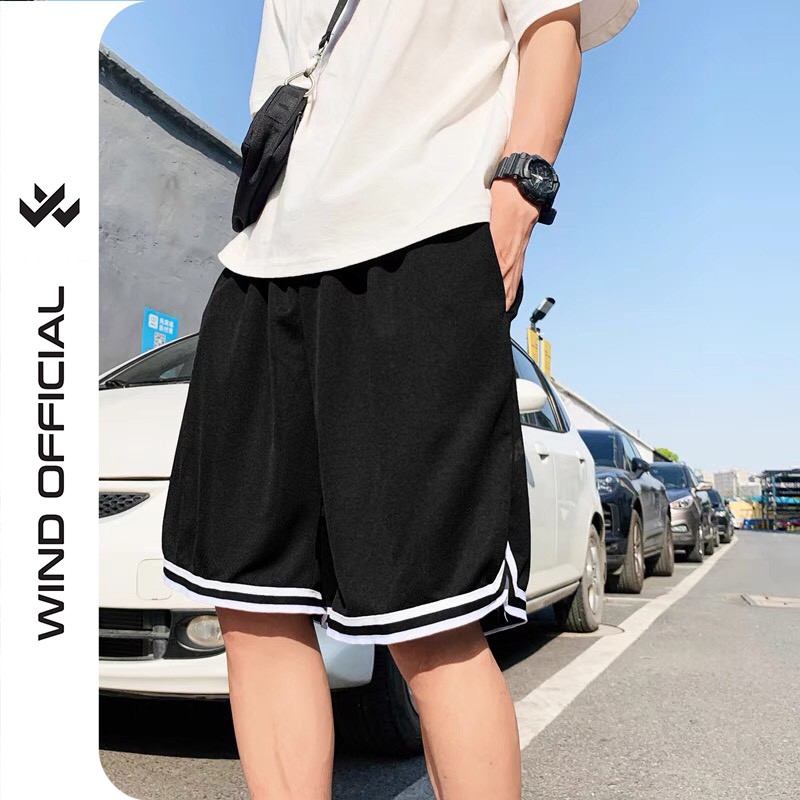 Quần short nam WIND Unisex bóng rổ chữ V, quần đùi lửng thể thao thời trang nam nữ