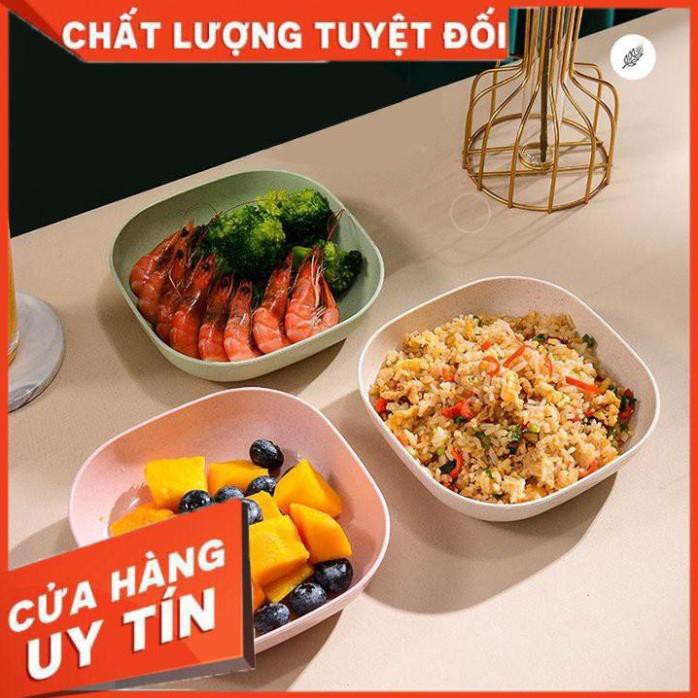 [Combo 8 - Loại 1] Set 8 đĩa nhựa lúa mạch an toàn, đĩa nhựa tròn, đĩa nhựa vuông đẹp, sâu lòng