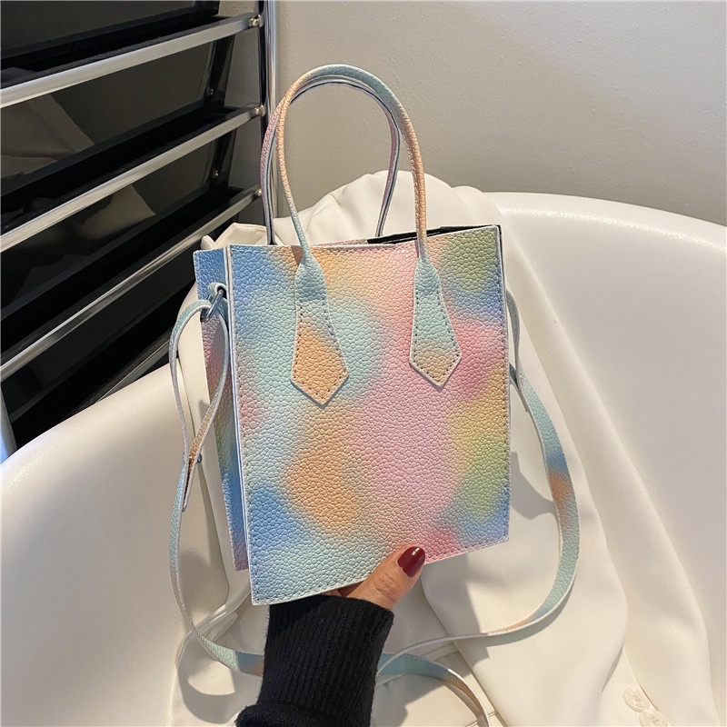 Túi Đeo Chéo Hình Vuông Nhỏ Màu Sắc Tương Phản Thời Trang Hàn Quốc 2022